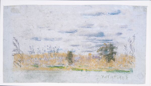 Meadow Weeds, Arthur B. Davies (American, Utica, New York 1862–1928 Florence), Pastel on blue wove paper, American