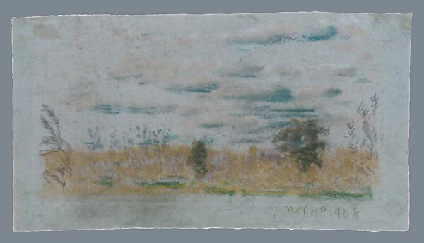 Meadow Weeds, Arthur B. Davies (American, Utica, New York 1862–1928 Florence), Pastel on blue wove paper, American