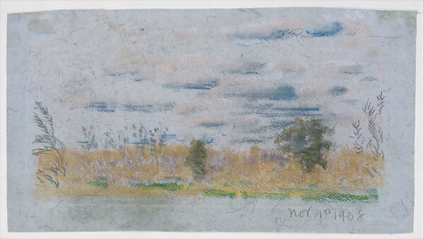 Meadow Weeds, Arthur B. Davies (American, Utica, New York 1862–1928 Florence), Pastel on blue wove paper, American 