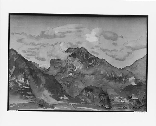 Mountains, Arthur B. Davies (American, Utica, New York 1862–1928 Florence), Watercolor, gouache, and charcoal on light tan laid paper, American
