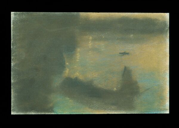 Mysterious Barges II, Arthur B. Davies (American, Utica, New York 1862–1928 Florence), Pastel on gray paper, American