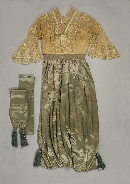 Evening dress, cotton, silk, French 