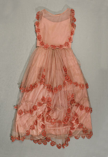 Evening dress, cotton, silk, American 