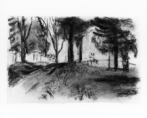 Pine Woods, Arthur B. Davies (American, Utica, New York 1862–1928 Florence), Pastel on tan wove paper, American