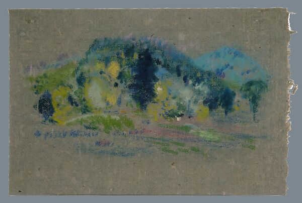 Spring Landscape, Arthur B. Davies (American, Utica, New York 1862–1928 Florence), Pastel on gray paper, American