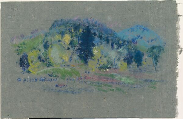 Spring Landscape, Arthur B. Davies (American, Utica, New York 1862–1928 Florence), Pastel on gray paper, American 