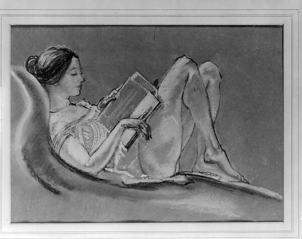 Reclining Woman, Arthur B. Davies (American, Utica, New York 1862–1928 Florence), Pastel on gray Japanese paper, American