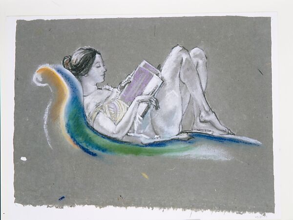 Reclining Woman, Arthur B. Davies (American, Utica, New York 1862–1928 Florence), Pastel on gray Japanese paper, American