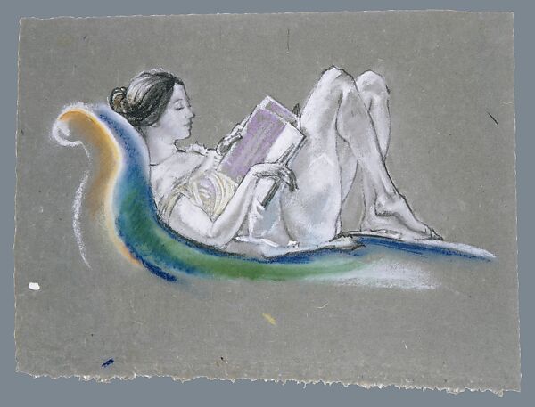 Reclining Woman, Arthur B. Davies (American, Utica, New York 1862–1928 Florence), Pastel on gray Japanese paper, American