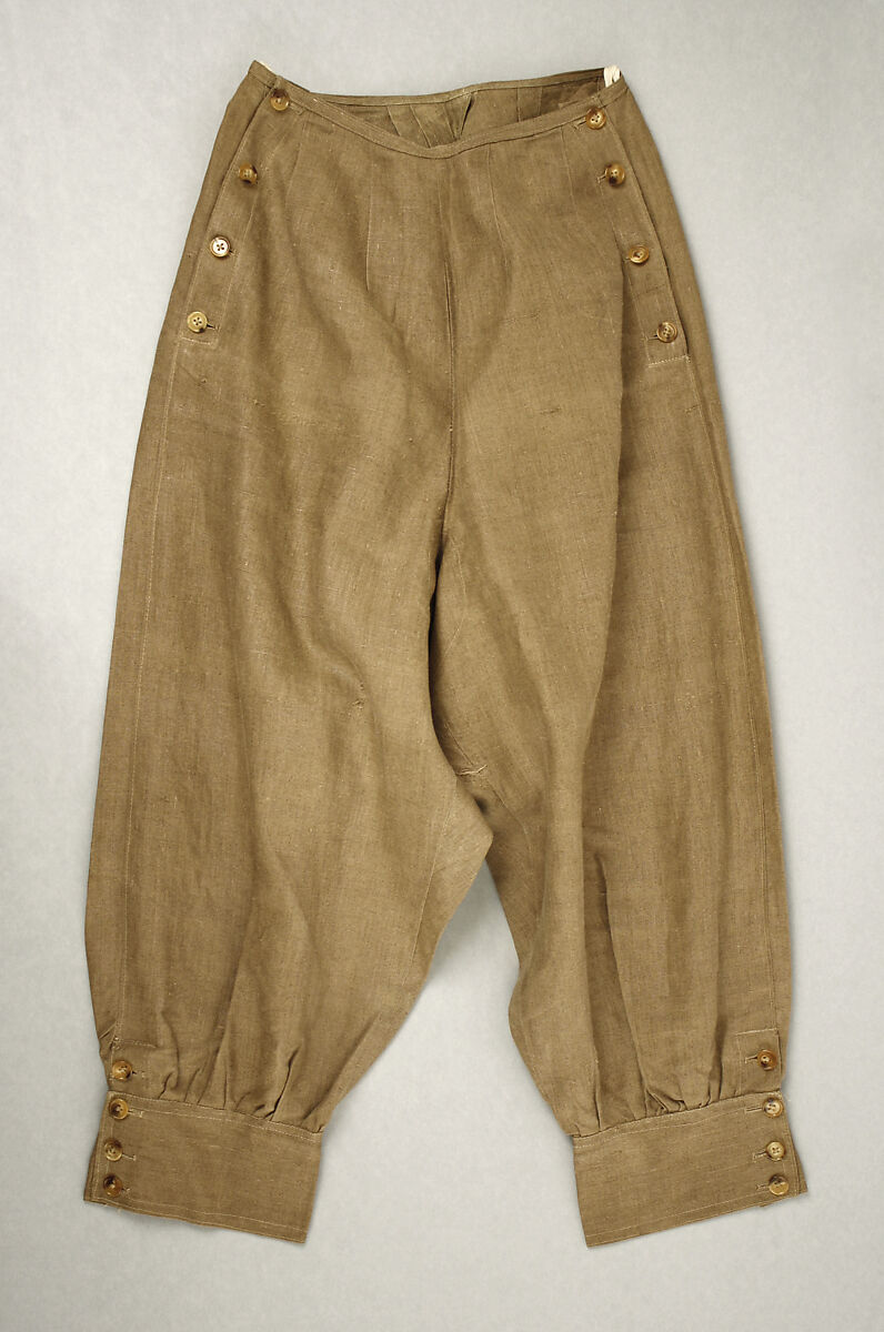 Cycling ensemble, wool, linen, American