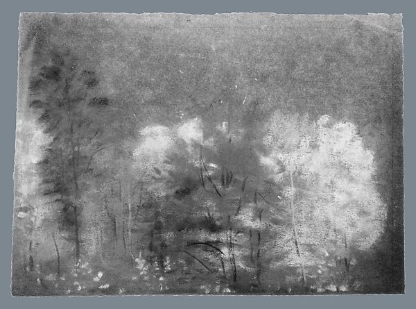 Red Autumn Trees, Arthur B. Davies (American, Utica, New York 1862–1928 Florence), Pastel on dark gray-green wove paper, American 