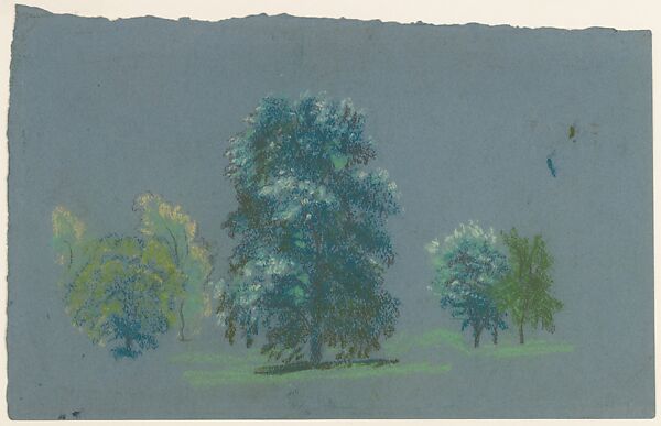 Tree Study, Arthur B. Davies (American, Utica, New York 1862–1928 Florence), Pastel and graphite on blue wove paper, American 