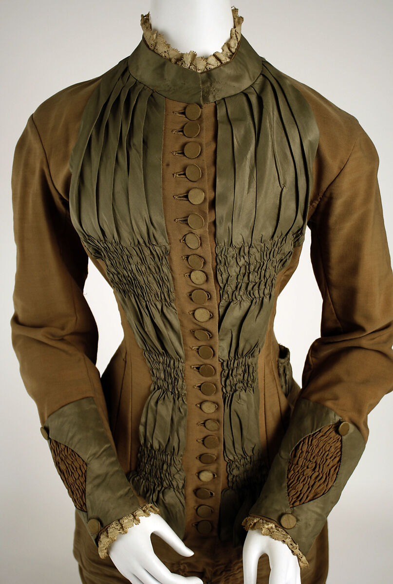 Dress, wool, silk, British