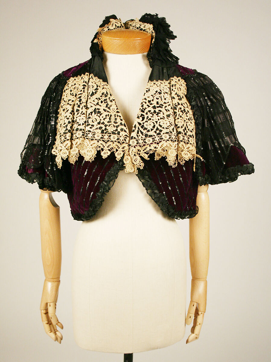 Cape, House of Worth (French, 1858–1956), silk, linen, sequins, beads, French 