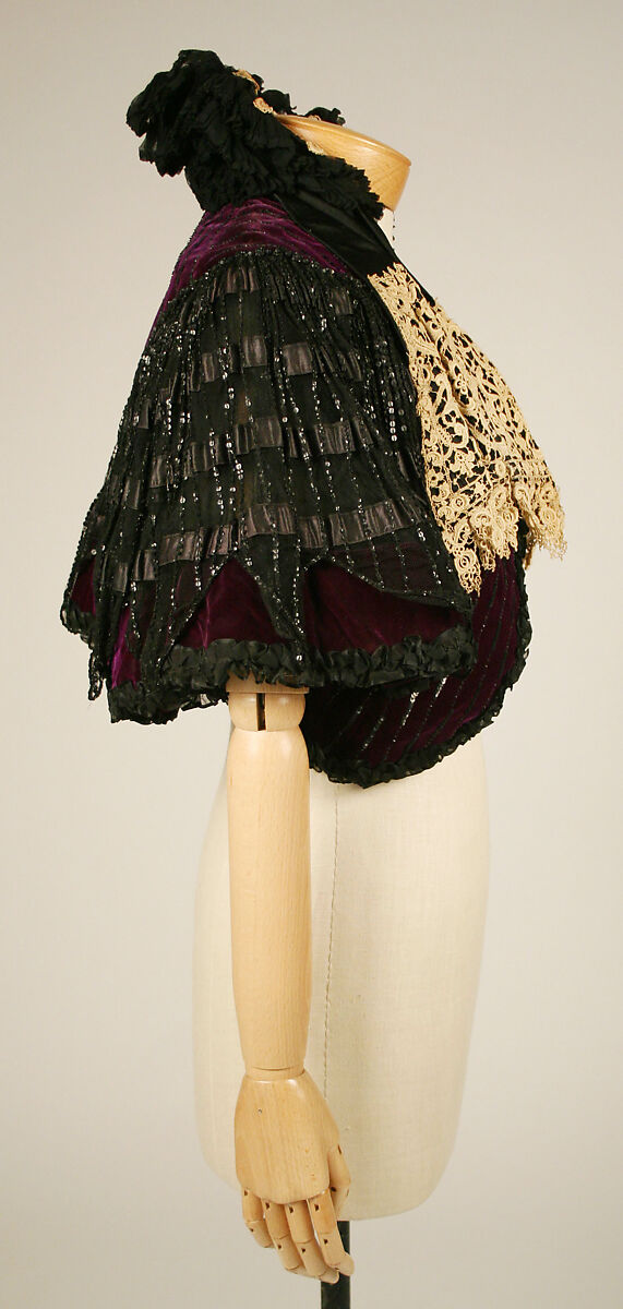 Cape, House of Worth (French, 1858–1956), silk, linen, sequins, beads, French