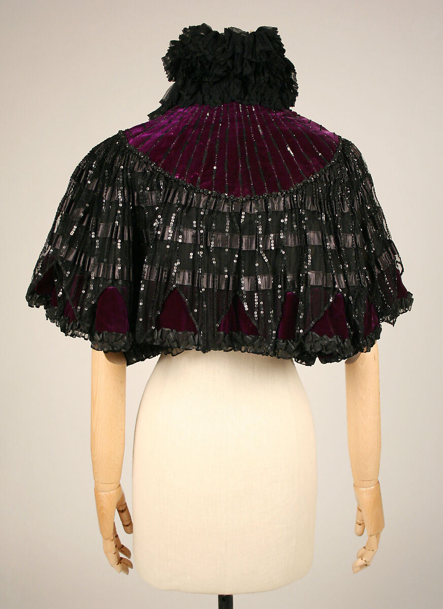 Cape, House of Worth (French, 1858–1956), silk, linen, sequins, beads, French