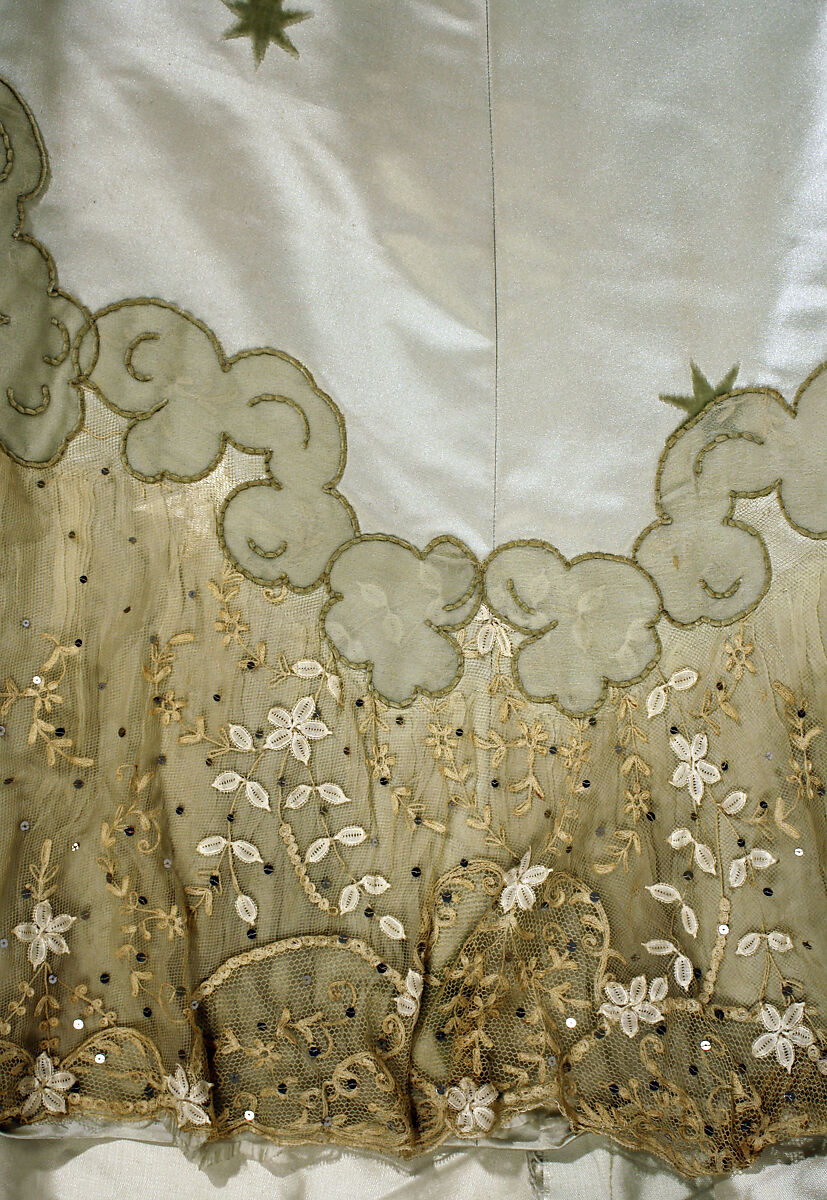 Evening dress, House of Worth (French, 1858–1956), silk, cotton, metal, French