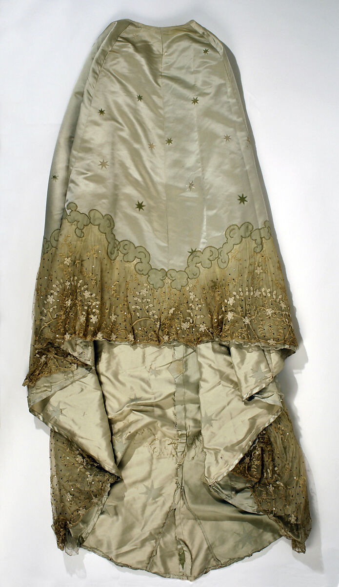Evening dress, House of Worth (French, 1858–1956), silk, cotton, metal, French