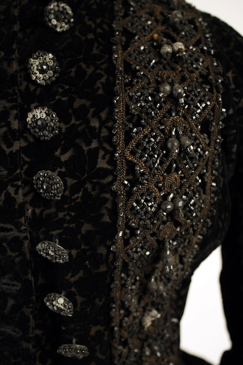 Mourning dress, silk, jet, American