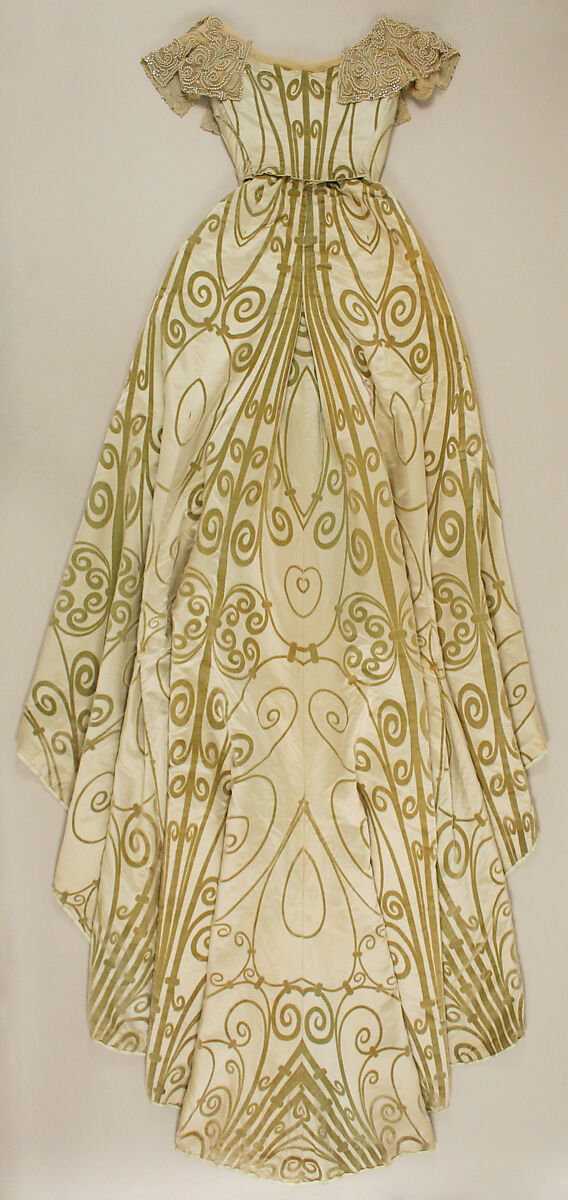 Ensemble, (a, b) House of Worth (French, 1858–1956), (a, b) silk, simulated pearls, rhinestones
(c, d) silk, wood, metal, rhinestones, French