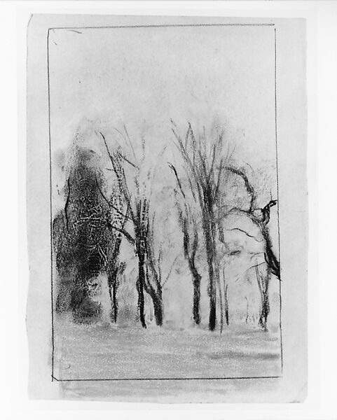 Trees in Spring, Arthur B. Davies (American, Utica, New York 1862–1928 Florence), Pastel on gray-green wove paper, American 