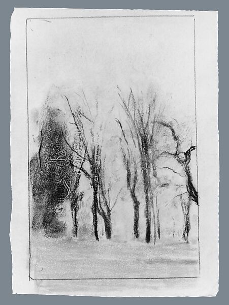 Trees in Spring, Arthur B. Davies (American, Utica, New York 1862–1928 Florence), Pastel on gray-green wove paper, American