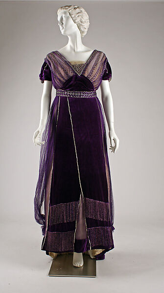 Evening dress, House of Worth (French, 1858–1956), silk, cotton, metallic threads, glass, French