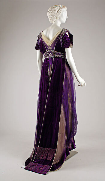 Evening dress, House of Worth (French, 1858–1956), silk, cotton, metallic threads, glass, French