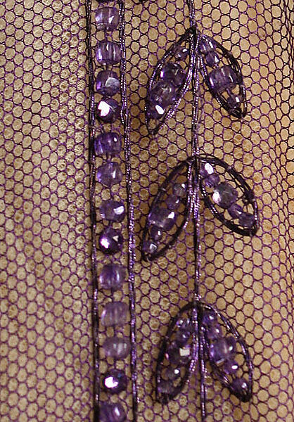 Evening dress, House of Worth (French, 1858–1956), silk, cotton, metallic threads, glass, French