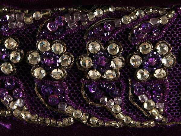 Evening dress, House of Worth (French, 1858–1956), silk, cotton, metallic threads, glass, French