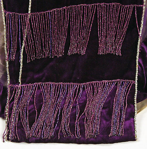 Evening dress, House of Worth (French, 1858–1956), silk, cotton, metallic threads, glass, French