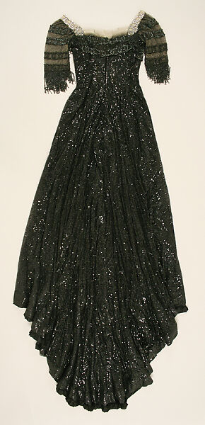 Evening dress, House of Worth (French, 1858–1956), silk, jet, sequins, French