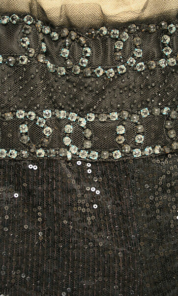 Evening dress, House of Worth (French, 1858–1956), silk, jet, sequins, French