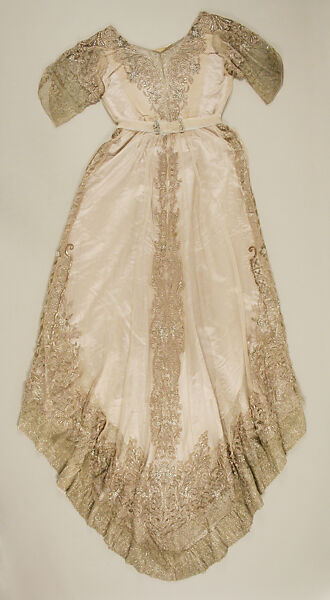 Evening dress, House of Worth (French, 1858–1956), silk, glass, French