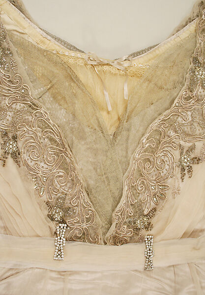 Evening dress, House of Worth (French, 1858–1956), silk, glass, French