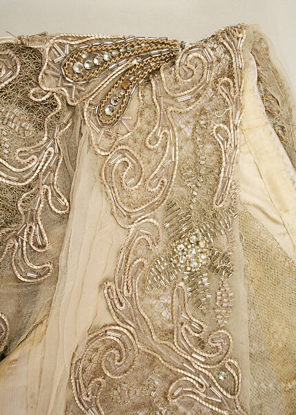 Evening dress, House of Worth (French, 1858–1956), silk, glass, French