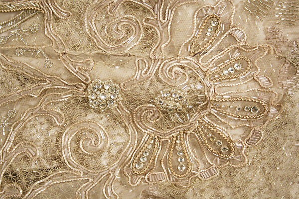 Evening dress, House of Worth (French, 1858–1956), silk, glass, French