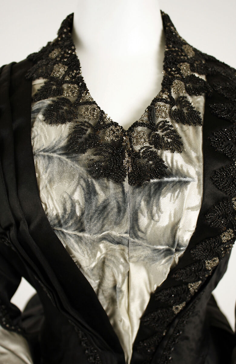 Evening dress, Dora Floerckey (American, 1858–1904), silk, glass, cotton, American