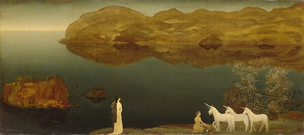 Unicorns (Legend—Sea Calm), Arthur B. Davies (American, Utica, New York 1862–1928 Florence), Oil on canvas, American