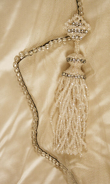 Evening dress, House of Worth (French, 1858–1956), silk, metallic thread, glass, French