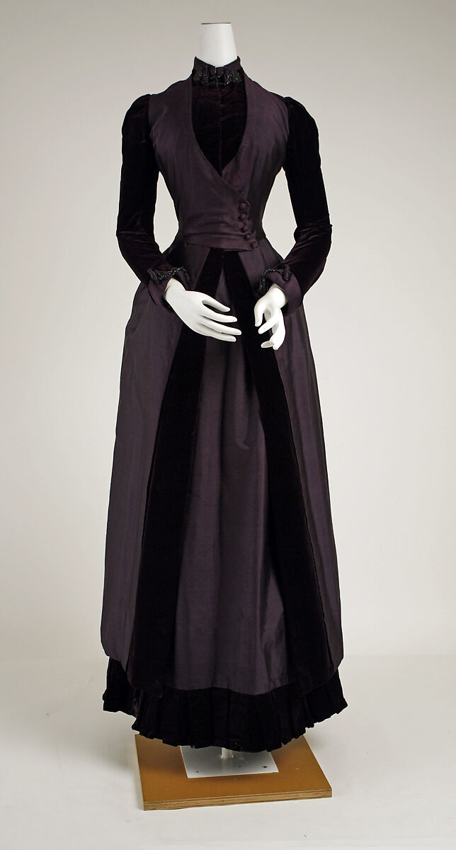 Walking ensemble, silk, glass, American or European