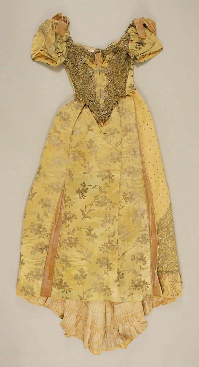 Evening dress, Maison Pingat (French), silk, metallic thread, glass, French 