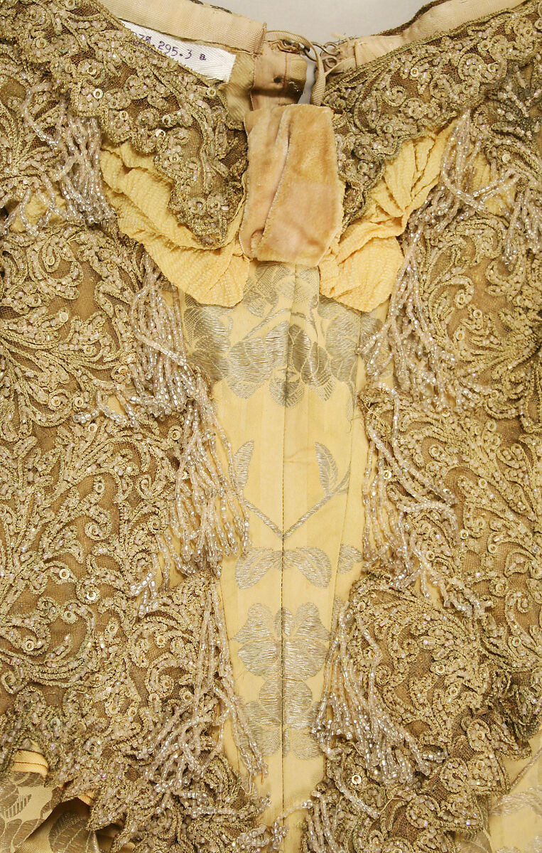 Evening dress, Maison Pingat (French), silk, metallic thread, glass, French