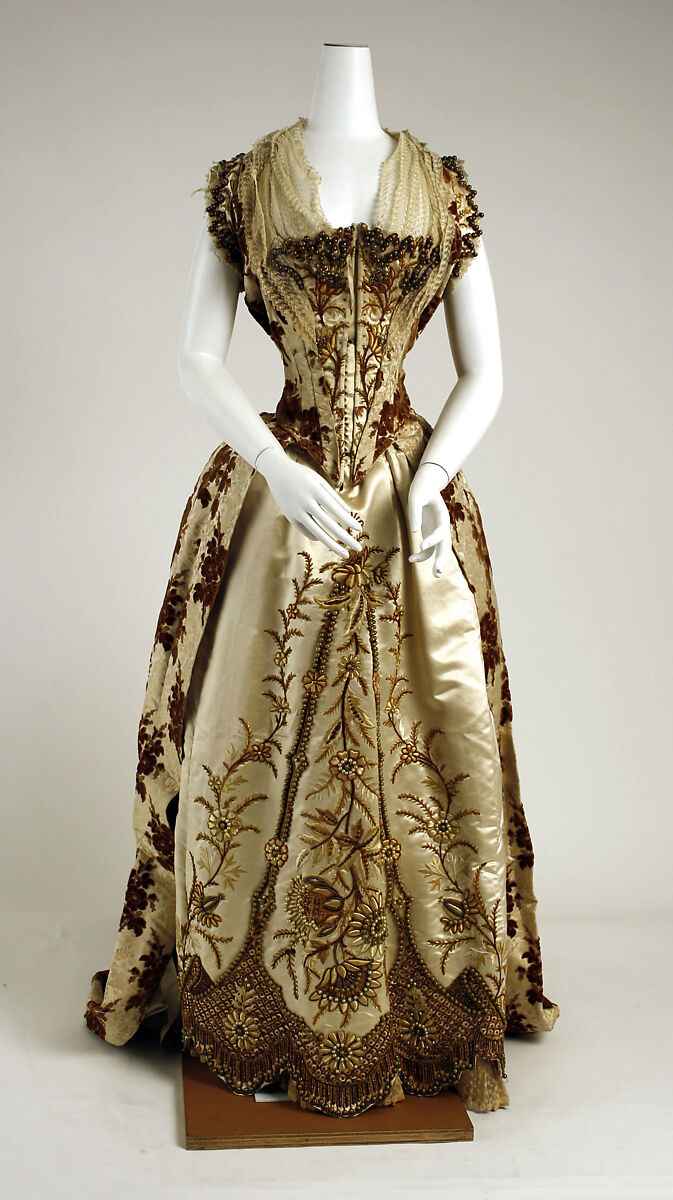 Ball gown, silk, glass, French 
