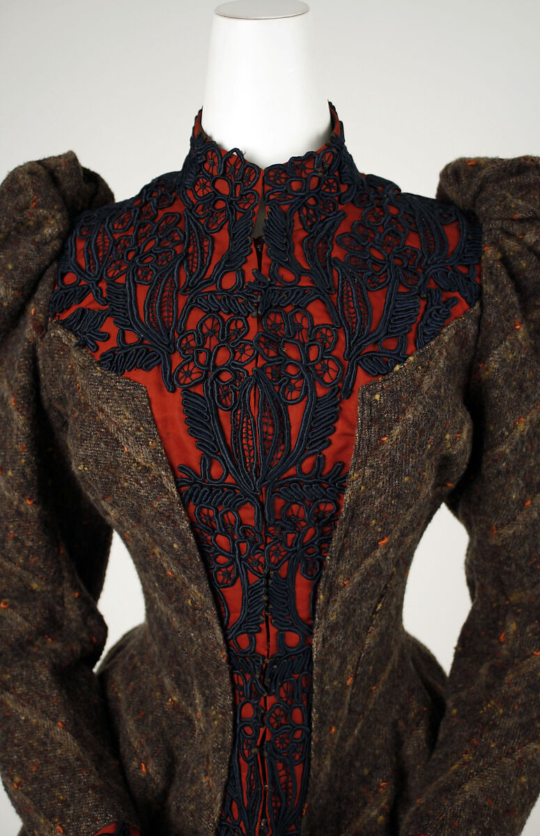 Jacket, wool, silk, cotton, American