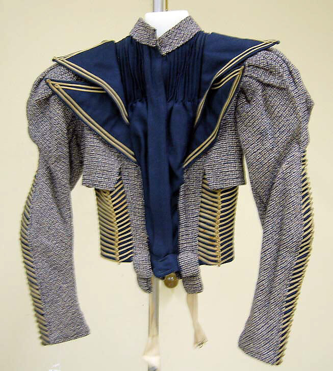 Walking dress, wool, silk, American