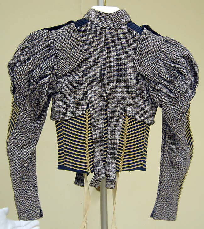 Walking dress, wool, silk, American