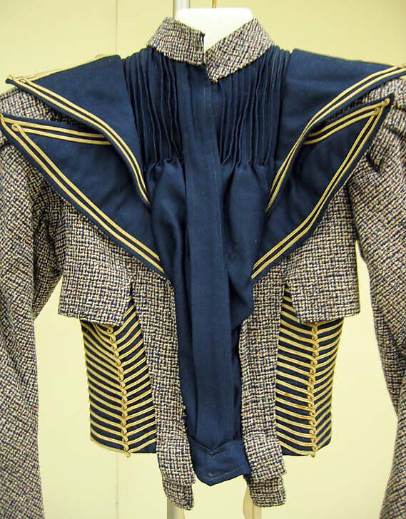 Walking dress, wool, silk, American