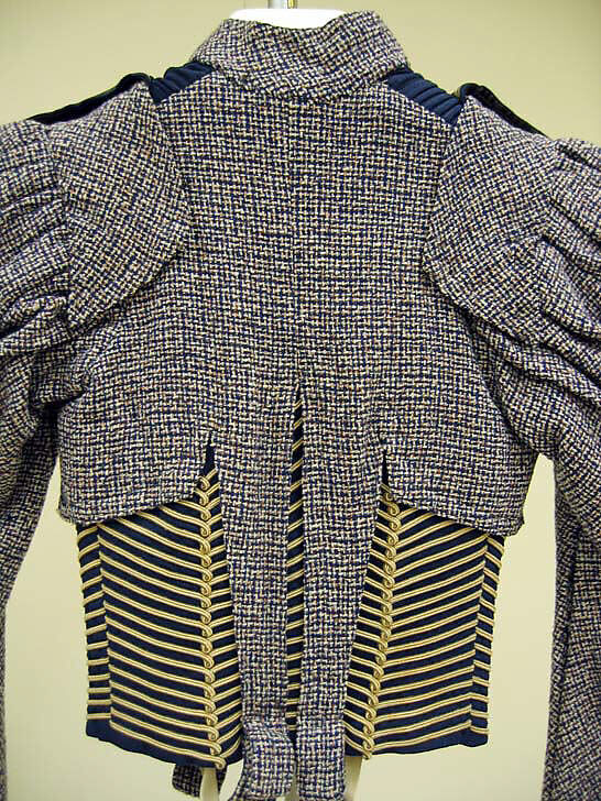 Walking dress, wool, silk, American