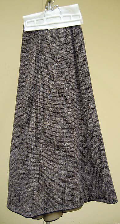 Walking dress, wool, silk, American